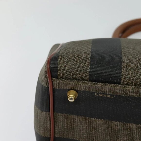 FENDI Pecan Canvas Hand Bag Brown Gold Auth 119578 - Picture 4 of 16